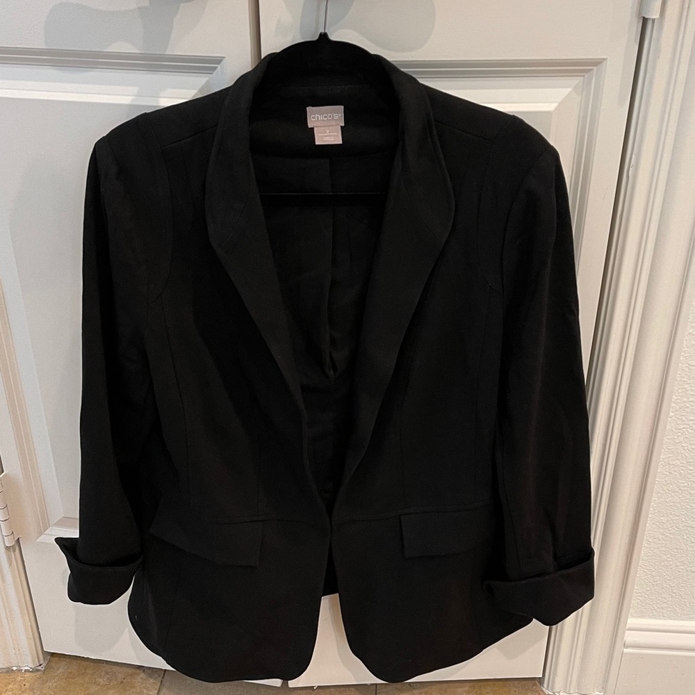 Chico’s black boyfriend ponte blazer. Size 2.